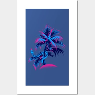 Snake Palms - Blue / Pink Posters and Art